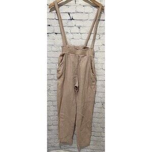 Vintage Havana Cotton Tan Overalls With Button Straps Size Medium
